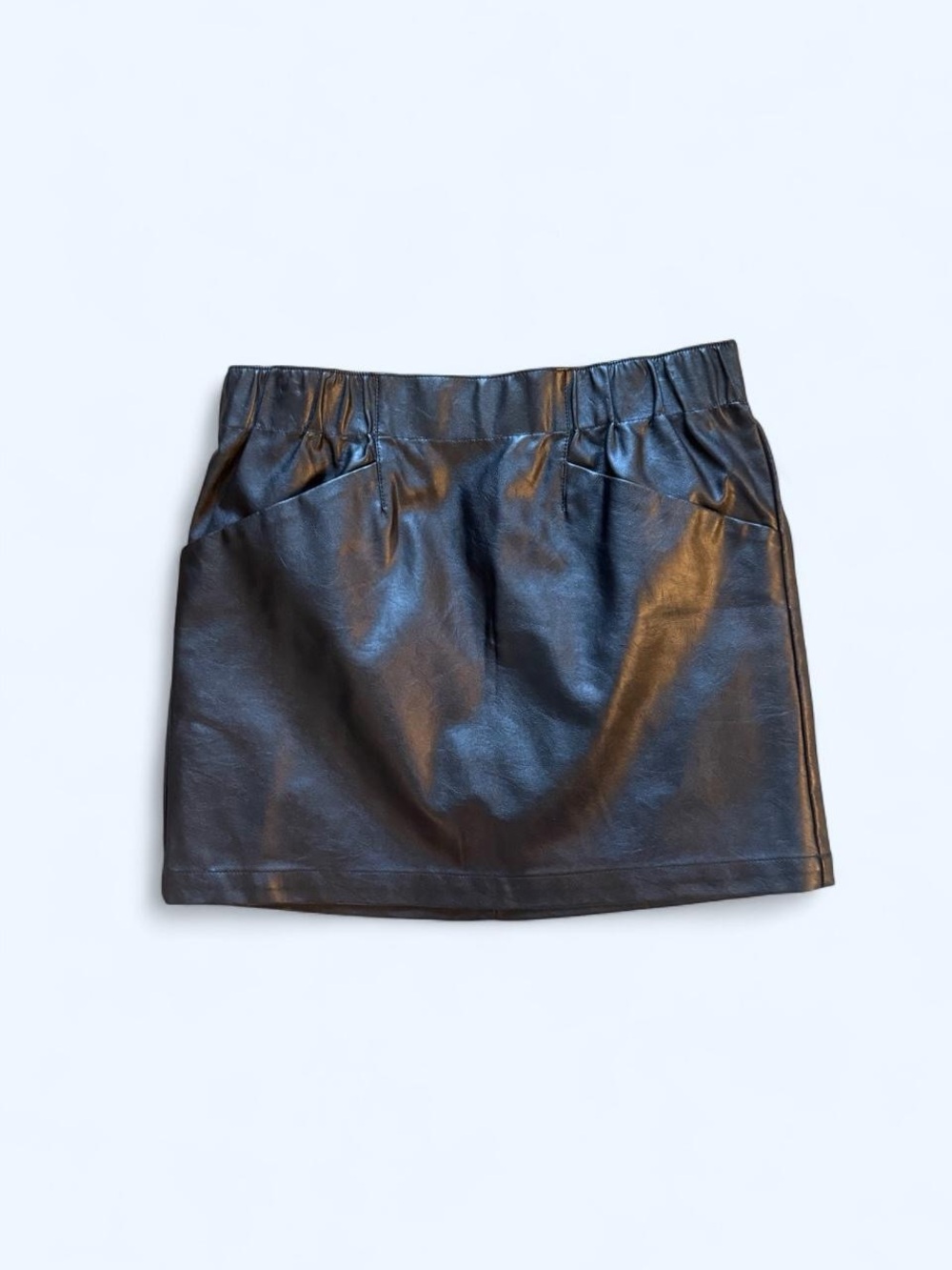 Black Faux Leather Mini Skirt - Women
